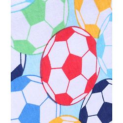 Babyhug Cotton Knit Full Sleeves Night Suit With Footballs Print - White