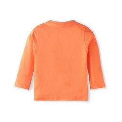 Babyhug Cotton Knit Full Sleeves Striped & Text Printed Night Suit - Orange