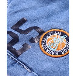 Babyhug Denim Full Length Jeans With Stretch & Text Print  - Blue