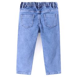 Babyhug Denim Full Length Jeans With Stretch & Text Print  - Blue