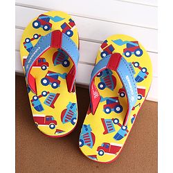 Cute Walk by Babyhug Vehicle Print Slip On Flip Flops - Yellow