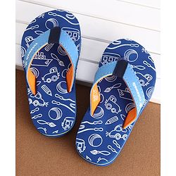 Cute Walk by Babyhug Vehicle Print Slip On Flip Flops  - Blue