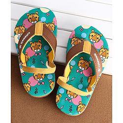 Cute Walk by Babyhug Cub Printed Flip Flops with Back Strap - Mint Green