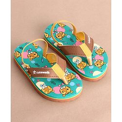 Cute Walk by Babyhug Cub Printed Flip Flops with Back Strap - Mint Green