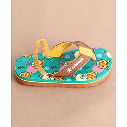 Cute Walk by Babyhug Cub Printed Flip Flops with Back Strap - Mint Green