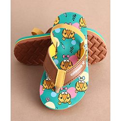 Cute Walk by Babyhug Cub Printed Flip Flops with Back Strap - Mint Green