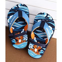 Cute Walk by Babyhug Slip On Flip Flops With Teddy Print - Navy Blue