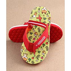 Cute Walk by Babyhug Flip Flops with Backstrap Closure & Animal Print - Green