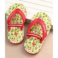Cute Walk by Babyhug Flip Flops with Backstrap Closure & Animal Print - Green