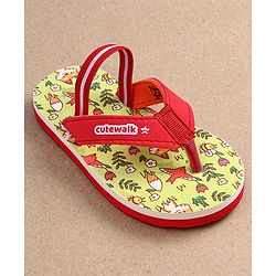 Cute Walk by Babyhug Flip Flops with Backstrap Closure & Animal Print - Green