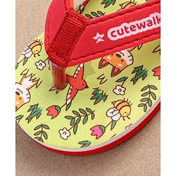 Cute Walk by Babyhug Flip Flops with Backstrap Closure & Animal Print - Green
