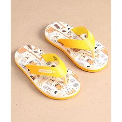Cute Walk by Babyhug Slip On Flip Flops with Giraffe Print - Yellow