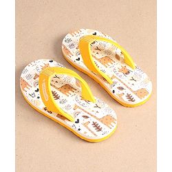 Cute Walk by Babyhug Slip On Flip Flops with Giraffe Print - Yellow