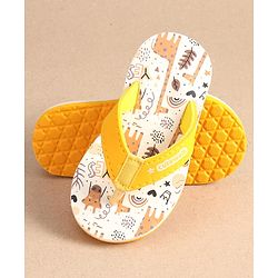 Cute Walk by Babyhug Slip On Flip Flops with Giraffe Print - Yellow