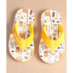 Cute Walk by Babyhug Slip On Flip Flops with Giraffe Print - Yellow