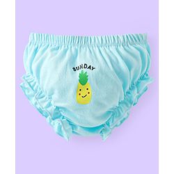 Babyhug 100% Cotton Knit Bloomers with Fruit Prints Pack of 7 - Aqua White & Green