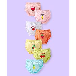 Babyhug 100% Cotton Knit Bloomers with Fruit Prints Pack of 7 - Aqua White & Green