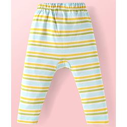 Babyhug Interlock Knit Full Length Diaper Leggings Dino Print Pack of 3 - Light Blue White & Green