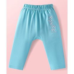 Babyhug Interlock Knit Full Length Diaper Leggings Dino Print Pack of 3 - Light Blue White & Green