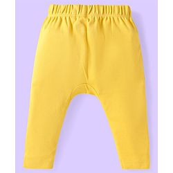 Babyhug Cotton Knit Full Length Diaper Leggings With Stripes & Vehicle Print Pack Of 3 - Red & Yellow
