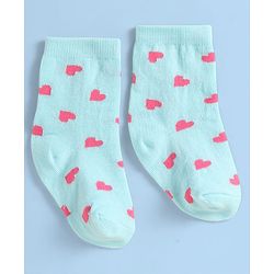 Cute Walk By Babyhug Anti-Bacterial Ankle Length Socks With Text & Heart Design Pack Of 3 - Pink & Light Blue