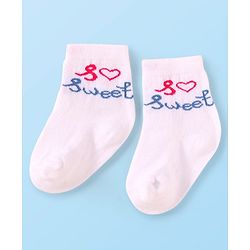 Cute Walk by Babyhug Knit Ankle Length Socks With Text Design Pack of 3 - Pink White & Grey