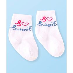 Cute Walk by Babyhug Knit Ankle Length Socks With Text Design Pack of 3 - Pink White & Grey