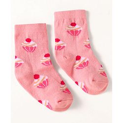 Cute Walk by Babyhug Knit Ankle Length Socks With Text Design Pack of 3 - Pink White & Grey