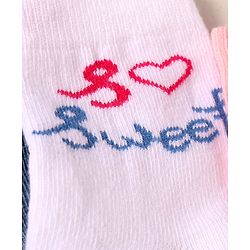 Cute Walk by Babyhug Knit Ankle Length Socks With Text Design Pack of 3 - Pink White & Grey