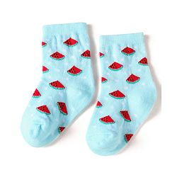 Cute Walk by Babyhug Knit Ankle Length Socks With Fruit Design Pack of 3 - Pink & Blue