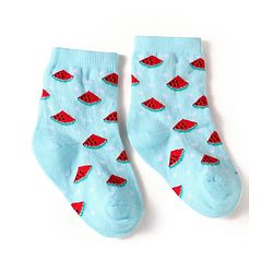 Cute Walk by Babyhug Knit Ankle Length Socks With Fruit Design Pack of 3 - Pink & Blue