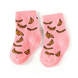 Cute Walk by Babyhug Knit Ankle Length Socks With Fruit Design Pack of 3 - Pink & Blue