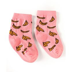 Cute Walk by Babyhug Knit Ankle Length Socks With Fruit Design Pack of 3 - Pink & Blue