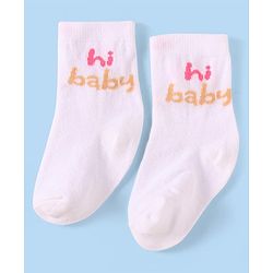 Cute Walk By Babyhug Anti-Bacterial Ankle Length Socks With Text & Aminal Design Pack Of 3 - Pink & Light Blue