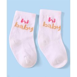 Cute Walk By Babyhug Anti-Bacterial Ankle Length Socks With Text & Aminal Design Pack Of 3 - Pink & Light Blue