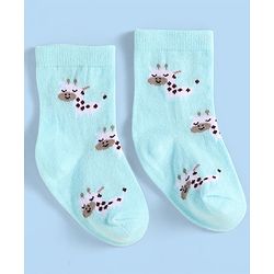 Cute Walk By Babyhug Anti-Bacterial Ankle Length Socks With Text & Aminal Design Pack Of 3 - Pink & Light Blue
