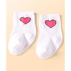 Cute Walk by Babyhug Knit Ankle Length Socks With Heart Design Pack of 3 - Dark Pink Black & White