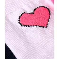 Cute Walk by Babyhug Knit Ankle Length Socks With Heart Design Pack of 3 - Dark Pink Black & White