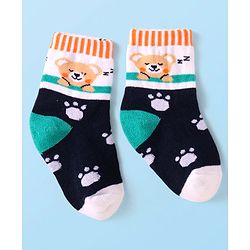 Cute Walk by Babyhug Knit Ankle Length Socks With Animal Design Pack of 3 - Black White & Green