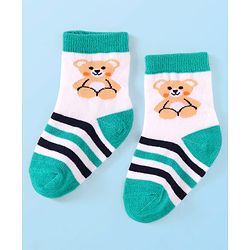 Cute Walk by Babyhug Knit Ankle Length Socks With Animal Design Pack of 3 - Black White & Green