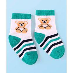 Cute Walk by Babyhug Knit Ankle Length Socks With Animal Design Pack of 3 - Black White & Green