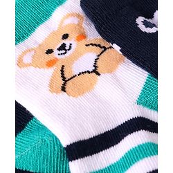 Cute Walk by Babyhug Knit Ankle Length Socks With Animal Design Pack of 3 - Black White & Green