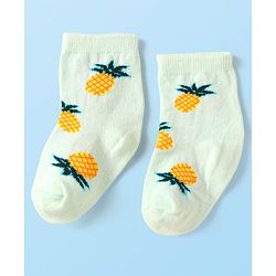 Cute Walk by Babyhug Knit Ankle Length Socks With Fruit Design Pack of 3 - Purple White & Dark Pink