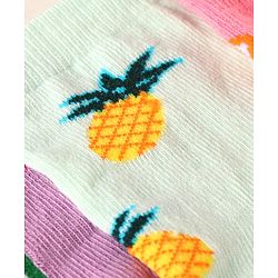 Cute Walk by Babyhug Knit Ankle Length Socks With Fruit Design Pack of 3 - Purple White & Dark Pink