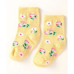 Cute Walk By Babyhug Anti-Bacterial Ankle Length Pack of 3 With Floral Stripe & Polka Dot Print - White Pink & Yellow