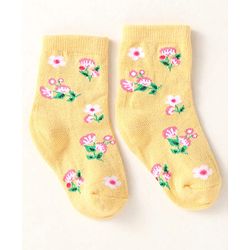 Cute Walk By Babyhug Anti-Bacterial Ankle Length Pack of 3 With Floral Stripe & Polka Dot Print - White Pink & Yellow
