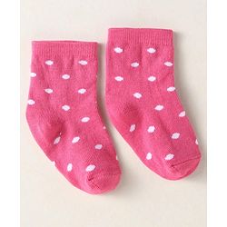 Cute Walk By Babyhug Anti-Bacterial Ankle Length Pack of 3 With Floral Stripe & Polka Dot Print - White Pink & Yellow