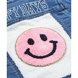 Babyhug Denim Washed Full Sleeves Jackets With Pockets  & Smiley Embroidery In Back - Navy Blue