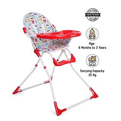 Babyhug Fun Feast Highchair With Adjustable Food Tray & 5 Point Safety Harness - Red - 80 x 63 x 96 cm Red