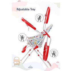 Babyhug Fun Feast Highchair With Adjustable Food Tray & 5 Point Safety Harness - Red - 80 x 63 x 96 cm Red